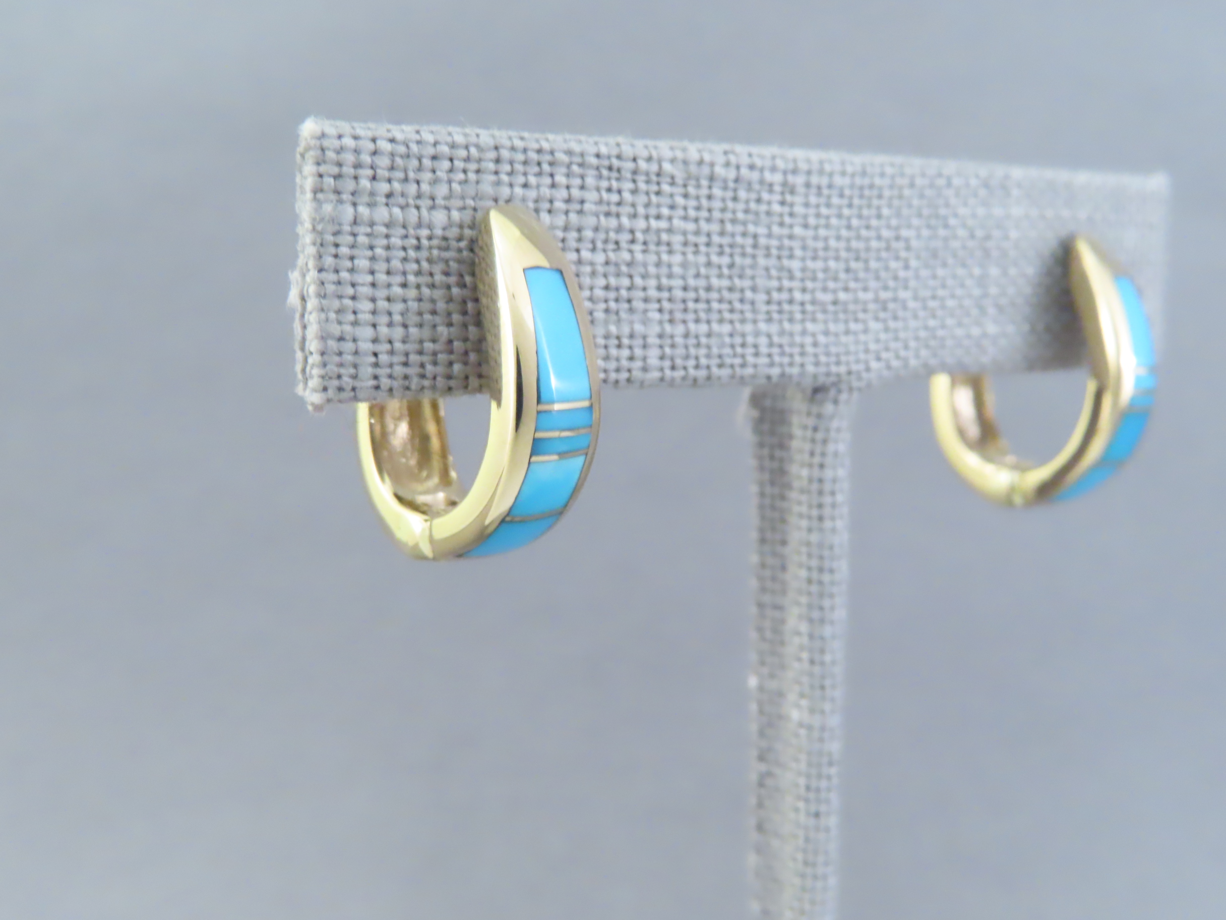 14kt Gold Turquoise Inlay Earrings