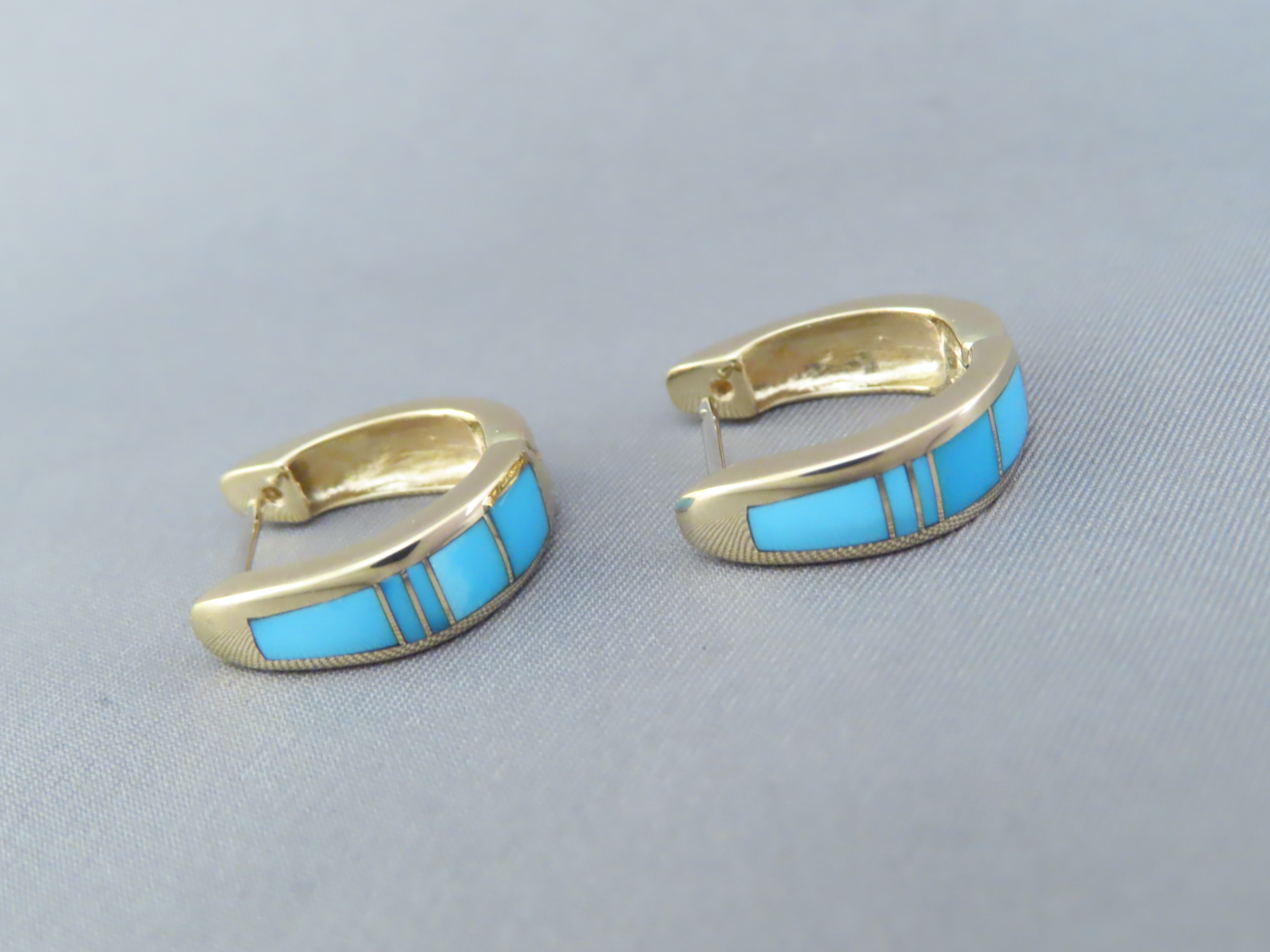 14kt Gold Turquoise Inlay Earrings