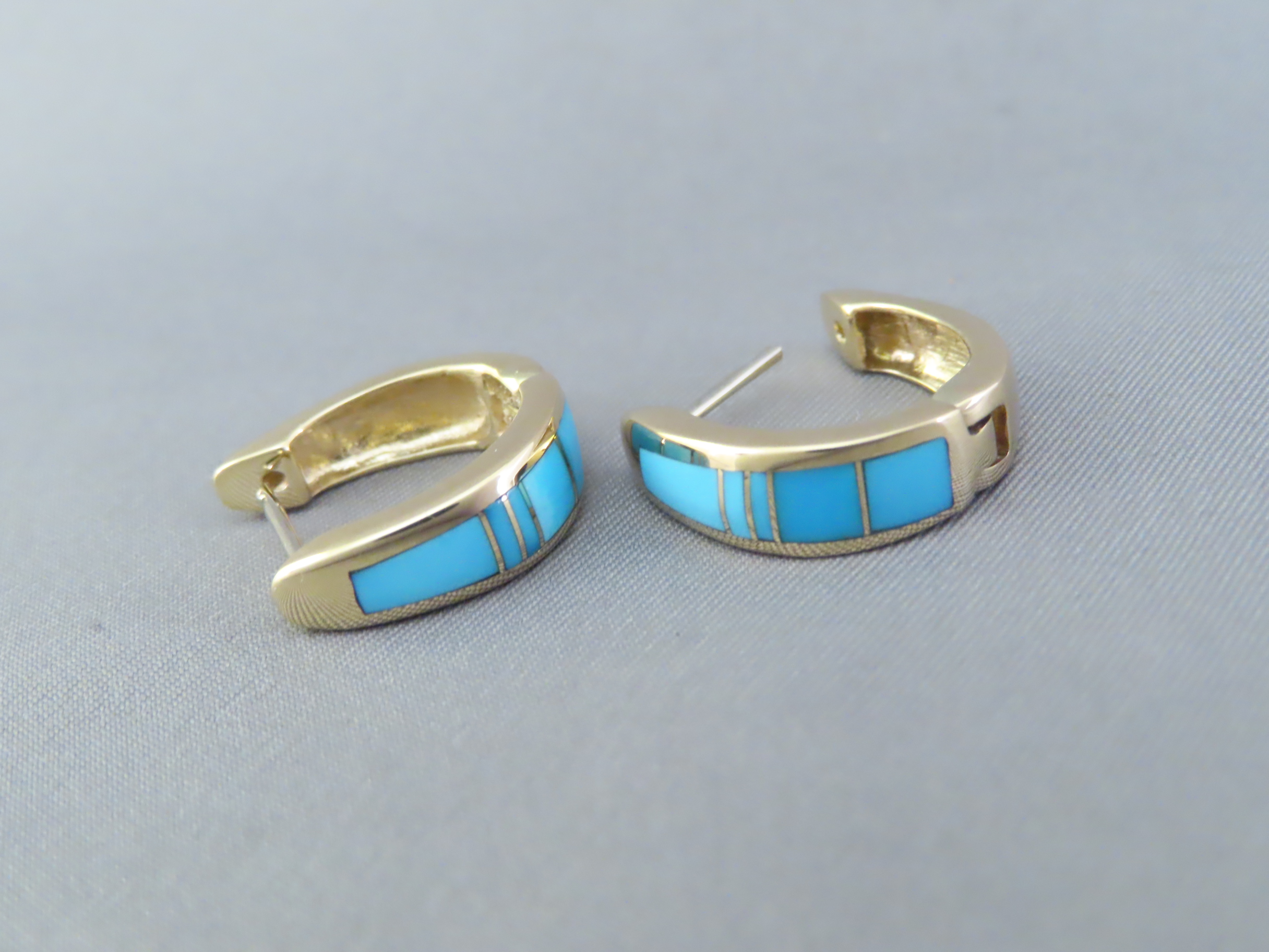 14kt Gold Turquoise Inlay Earrings