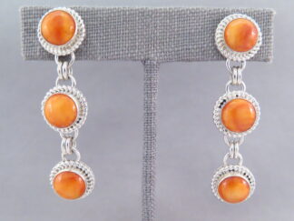 Sterling Silver & Spiny Oyster Shell Earrings by Artie Yellowhorse
