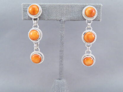 Sterling Silver & Spiny Oyster Shell Earrings by Artie Yellowhorse