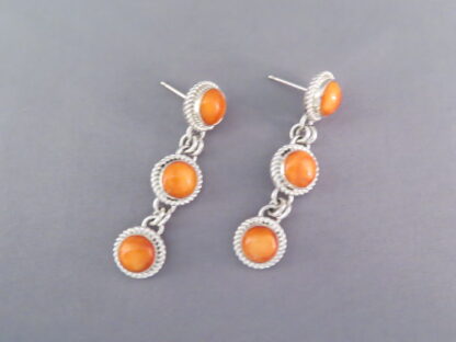 Sterling Silver & Spiny Oyster Shell Earrings by Artie Yellowhorse