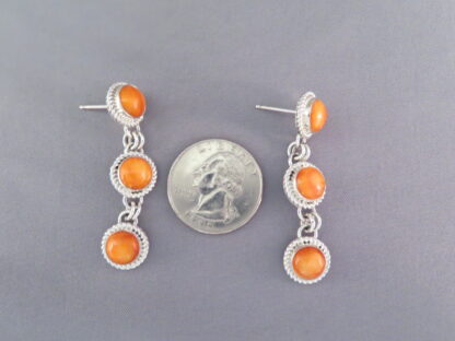 Sterling Silver & Spiny Oyster Shell Earrings by Artie Yellowhorse