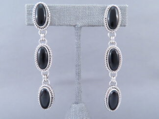 Buy Native American Jewelry - 3-Tier Black Onyx Earrings by Navajo Indian jeweler, Artie Yellowhorse FOR SALE $285-