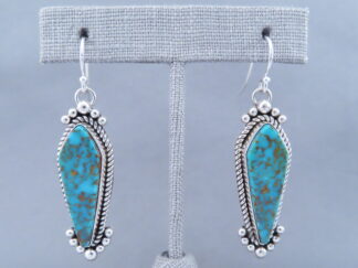 Kingman Turquoise & Sterling Silver Earrings by Artie Yellowhorse