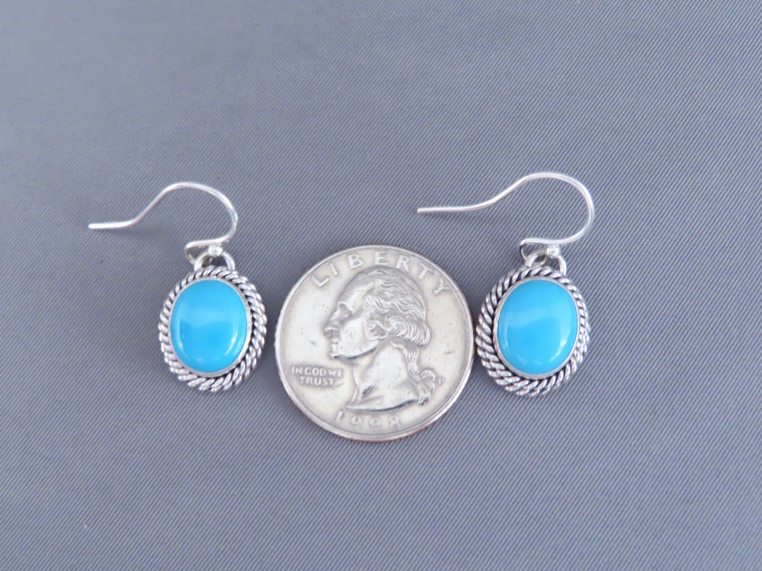 LOVELY Sleeping Beauty Turquoise Earrings by Artie Yellowhorse