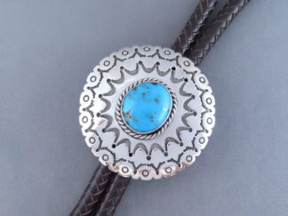 Buy Turquoise Bolo - Sterling Silver Bolo Tie with Kingman Turquoise by Navajo jewelry artist, Annie Taylor FOR SALE $1,295-