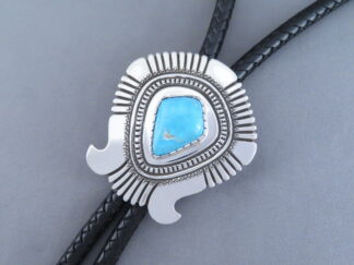 Blue Gem Turquoise Bolo Tie by Leonard Gene