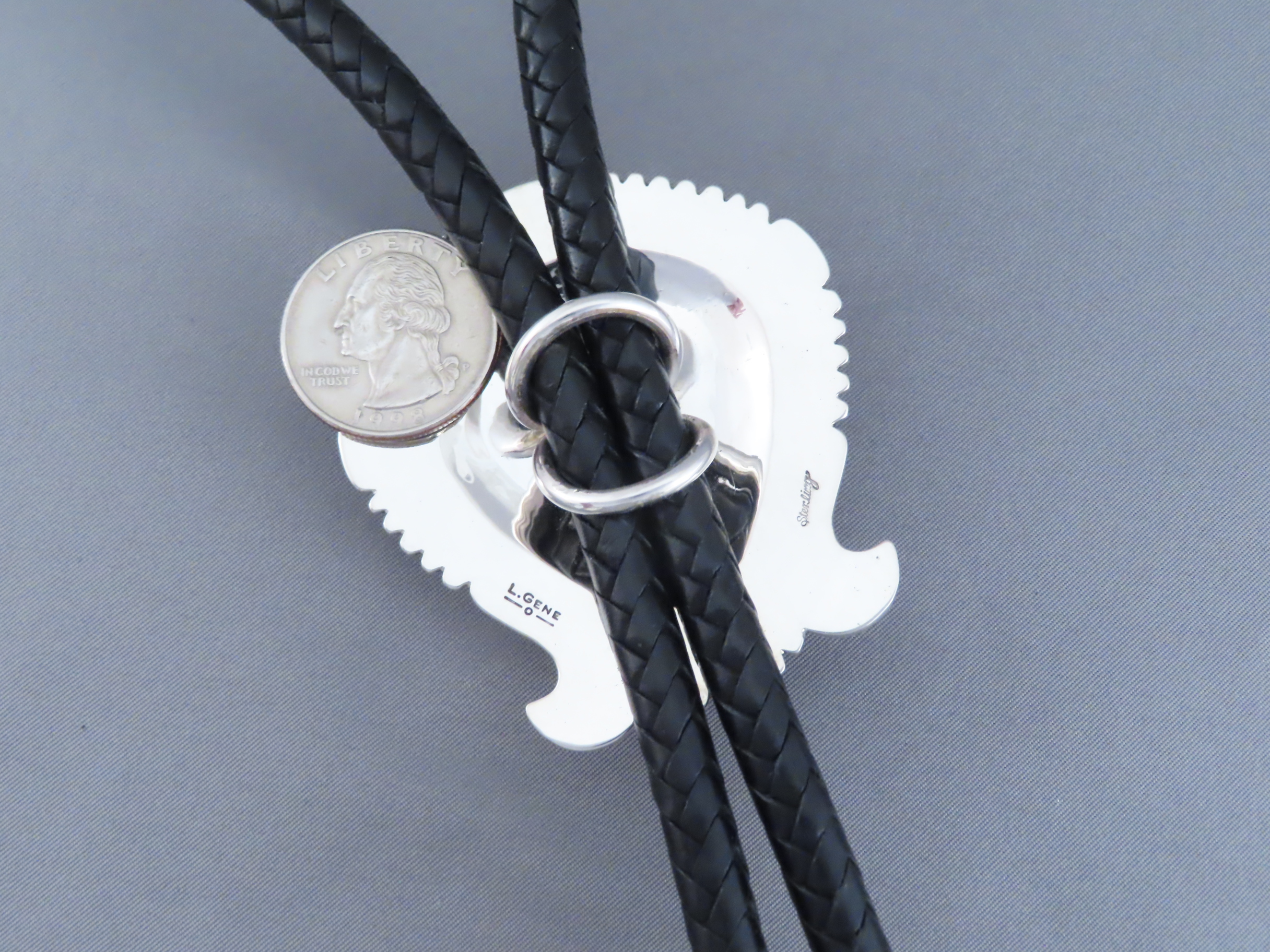 Blue Gem Turquoise Bolo Tie by Leonard Gene