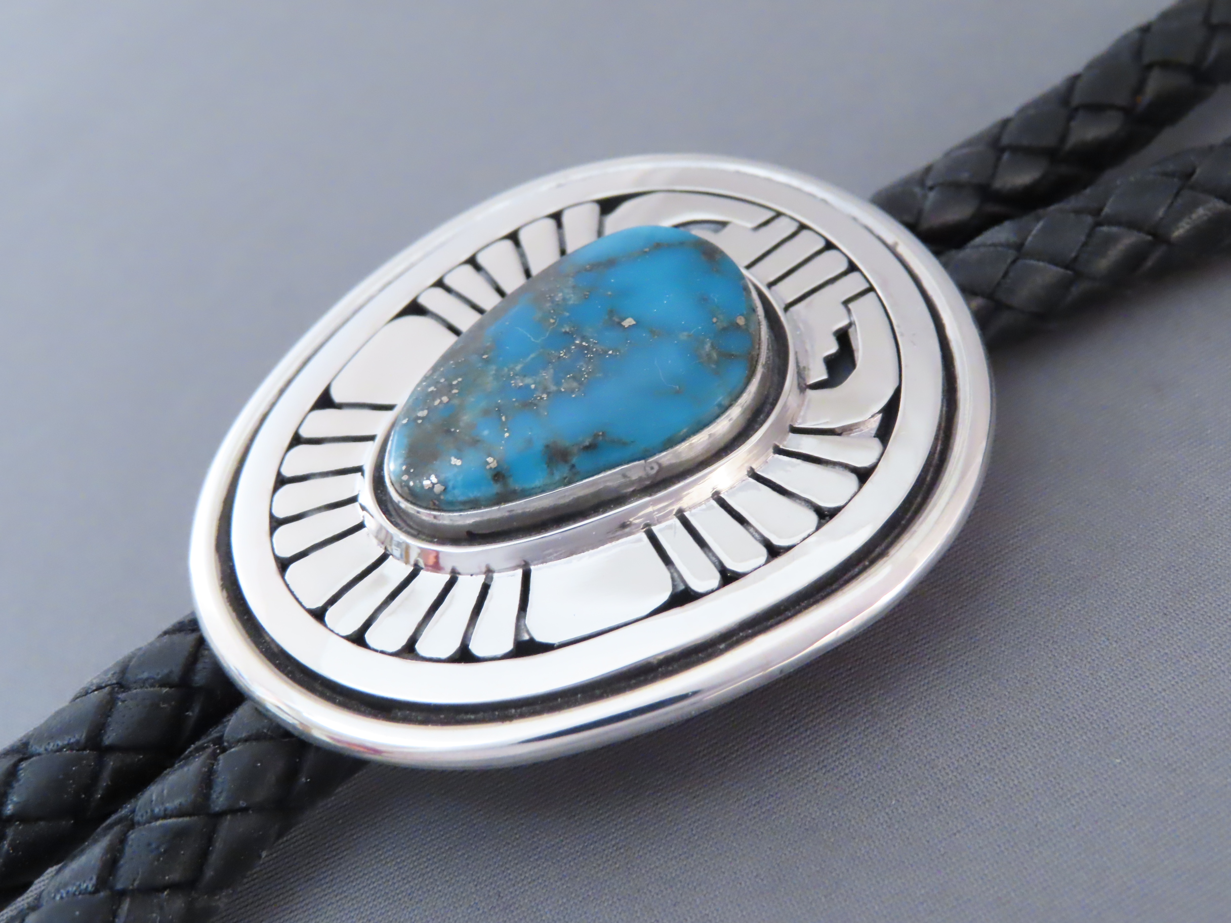 Bolo Tie with Bisbee Turquoise – Leonard Nez