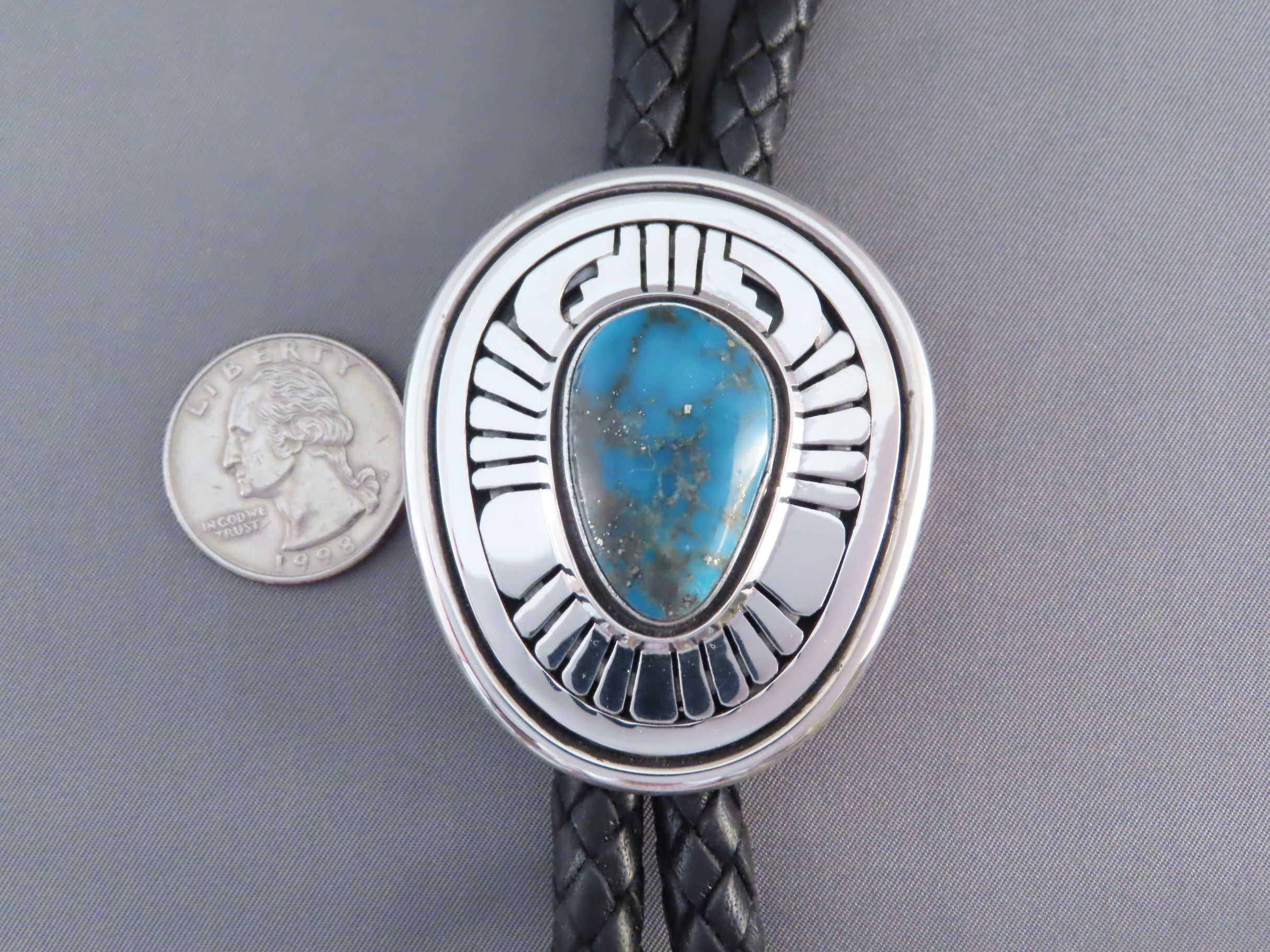 Bolo Tie with Bisbee Turquoise – Leonard Nez