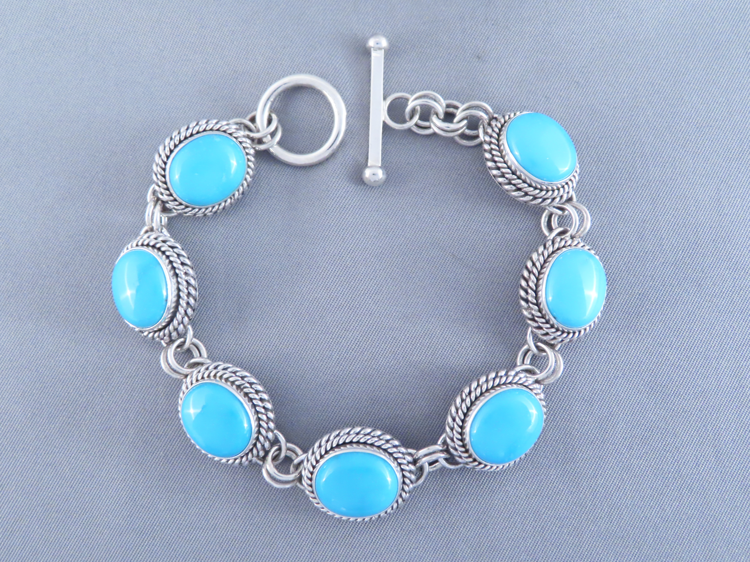 Link Bracelet with Sleeping Beauty Turquoise – Artie Yellowhorse