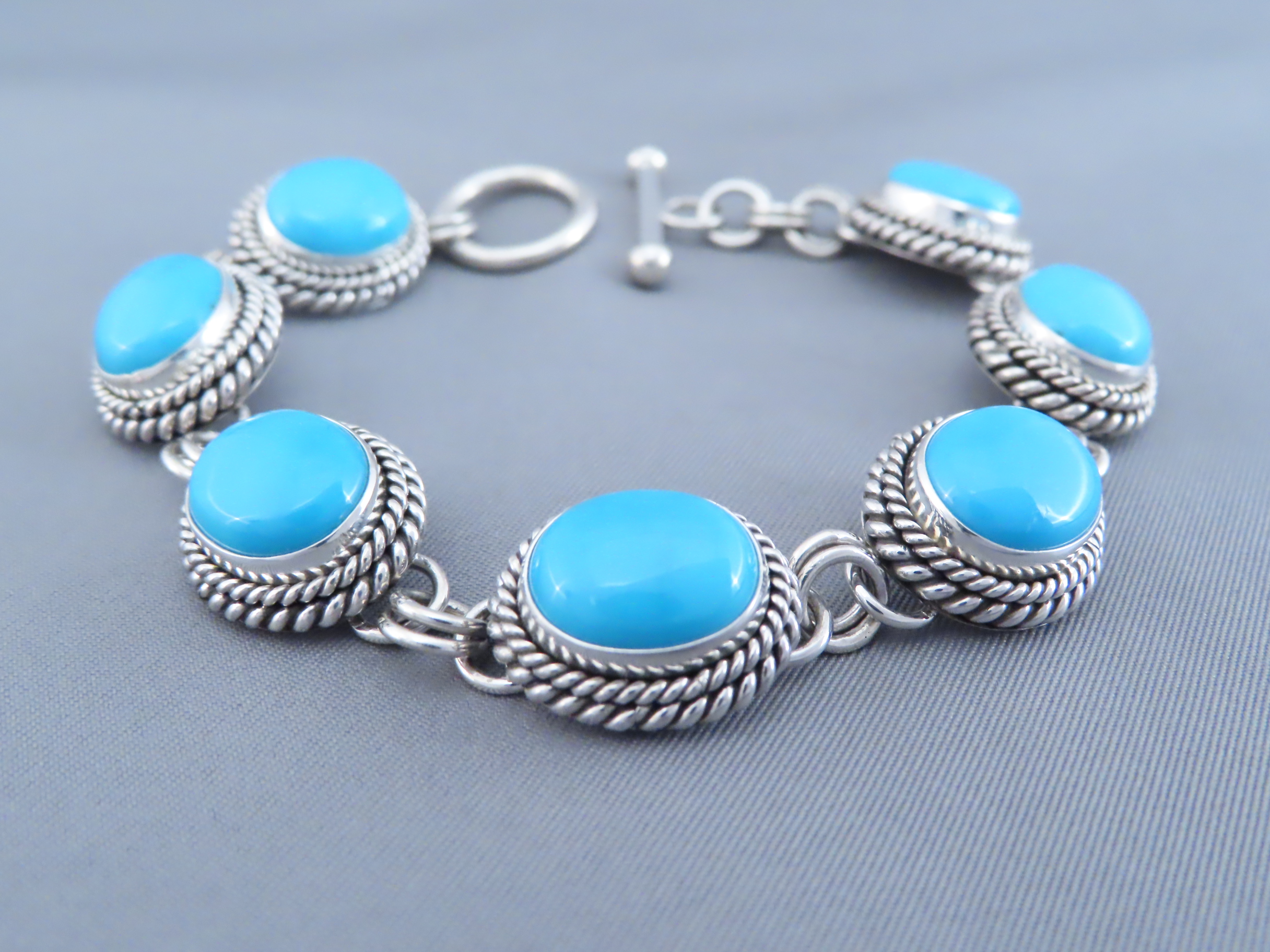 Link Bracelet with Sleeping Beauty Turquoise – Artie Yellowhorse