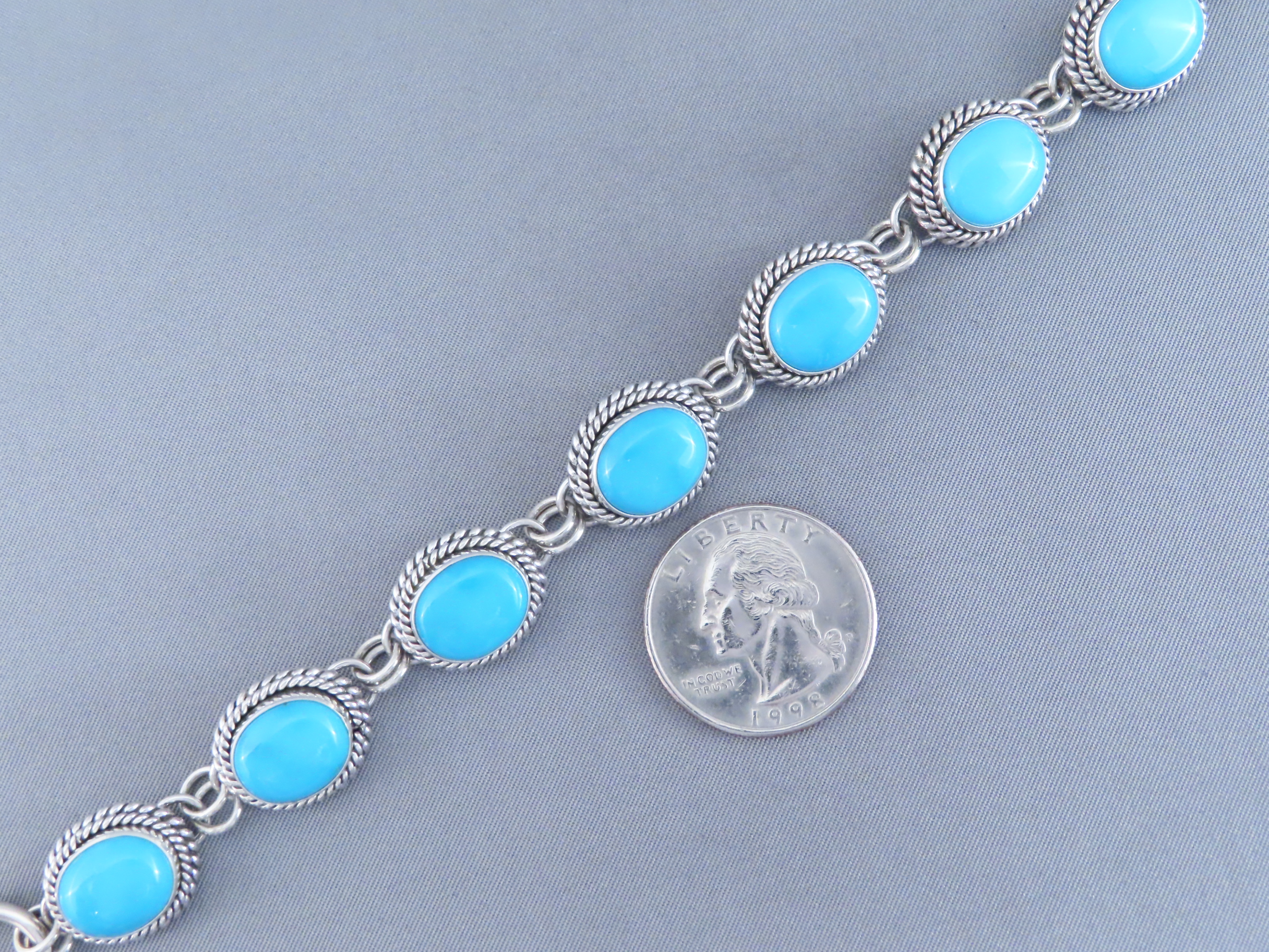 Link Bracelet with Sleeping Beauty Turquoise – Artie Yellowhorse