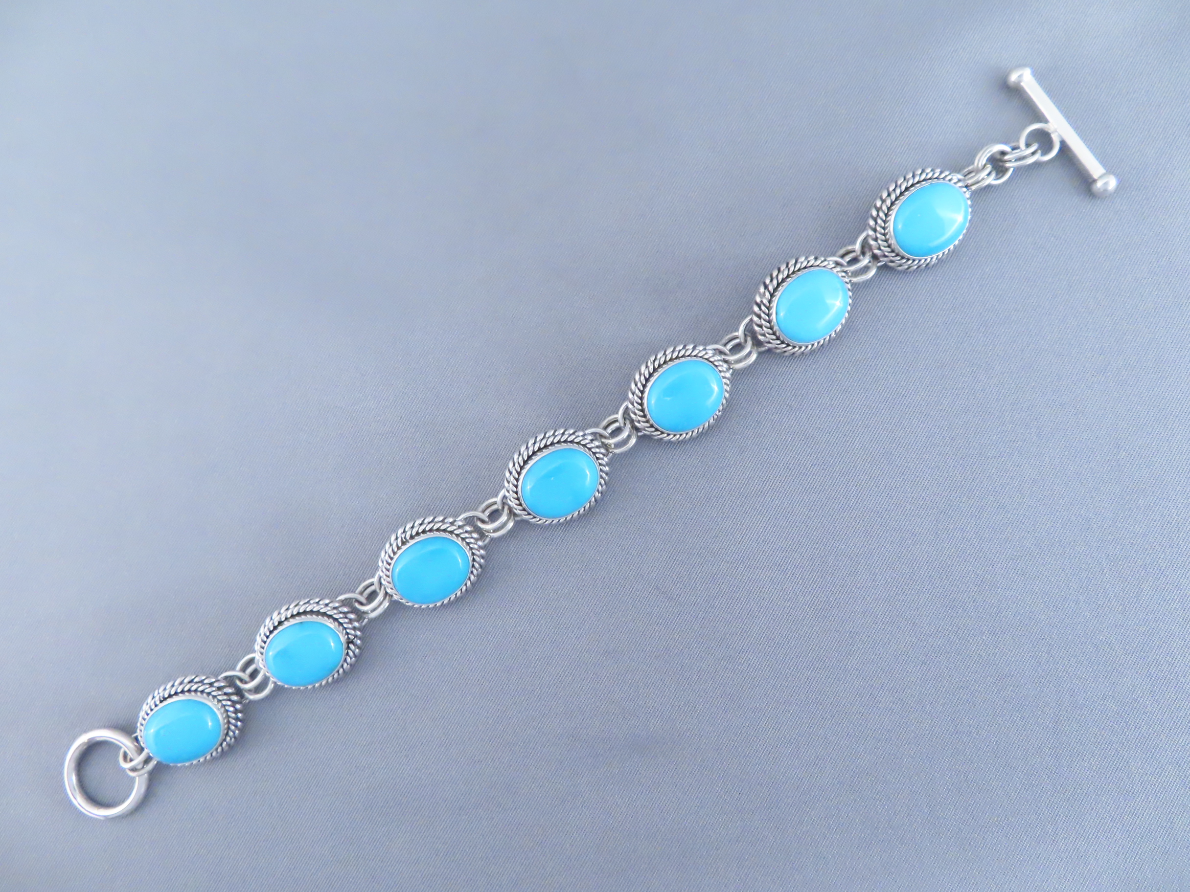 Link Bracelet with Sleeping Beauty Turquoise – Artie Yellowhorse