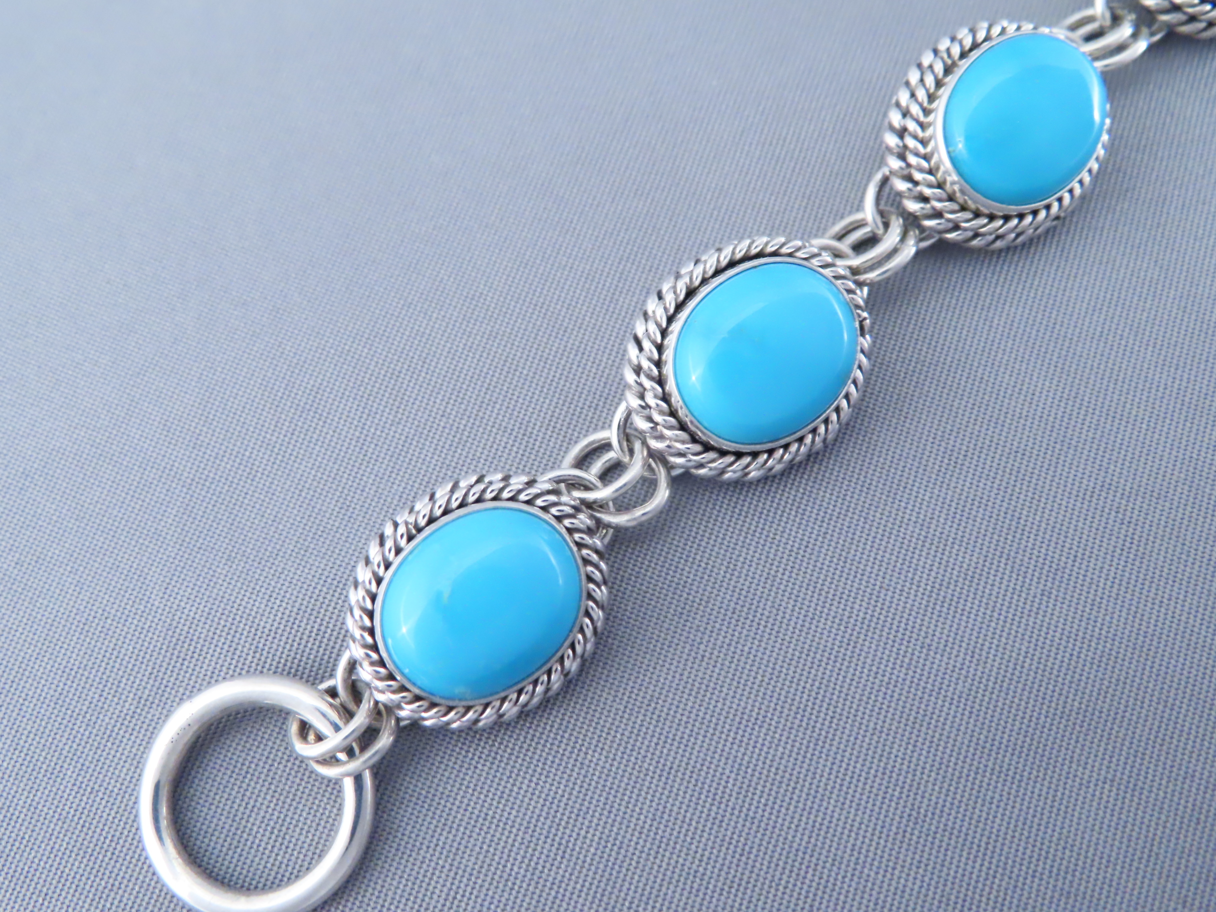 Link Bracelet with Sleeping Beauty Turquoise – Artie Yellowhorse