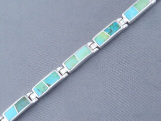 Green Turquoise Inlay Link Bracelet (smaller)