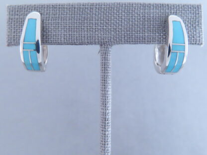 Turquoise Inlay Earrings (Smaller Huggies)