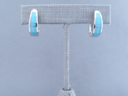 Turquoise Inlay Earrings (Smaller Huggies)