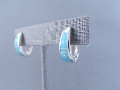Turquoise Inlay Earrings (Smaller Huggies)
