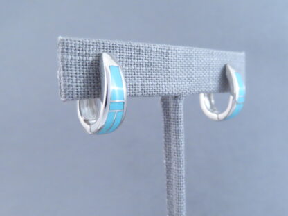 Turquoise Inlay Earrings (Smaller Huggies)