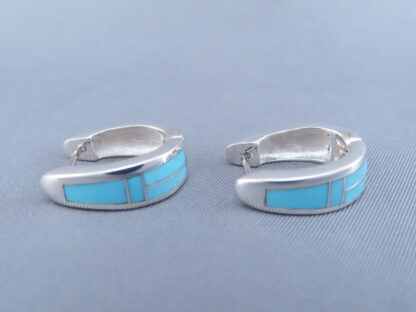 Turquoise Inlay Earrings (Smaller Huggies)