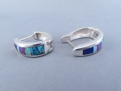 Inlaid Multi-Stone Earrings (Smaller ‘Huggies’)