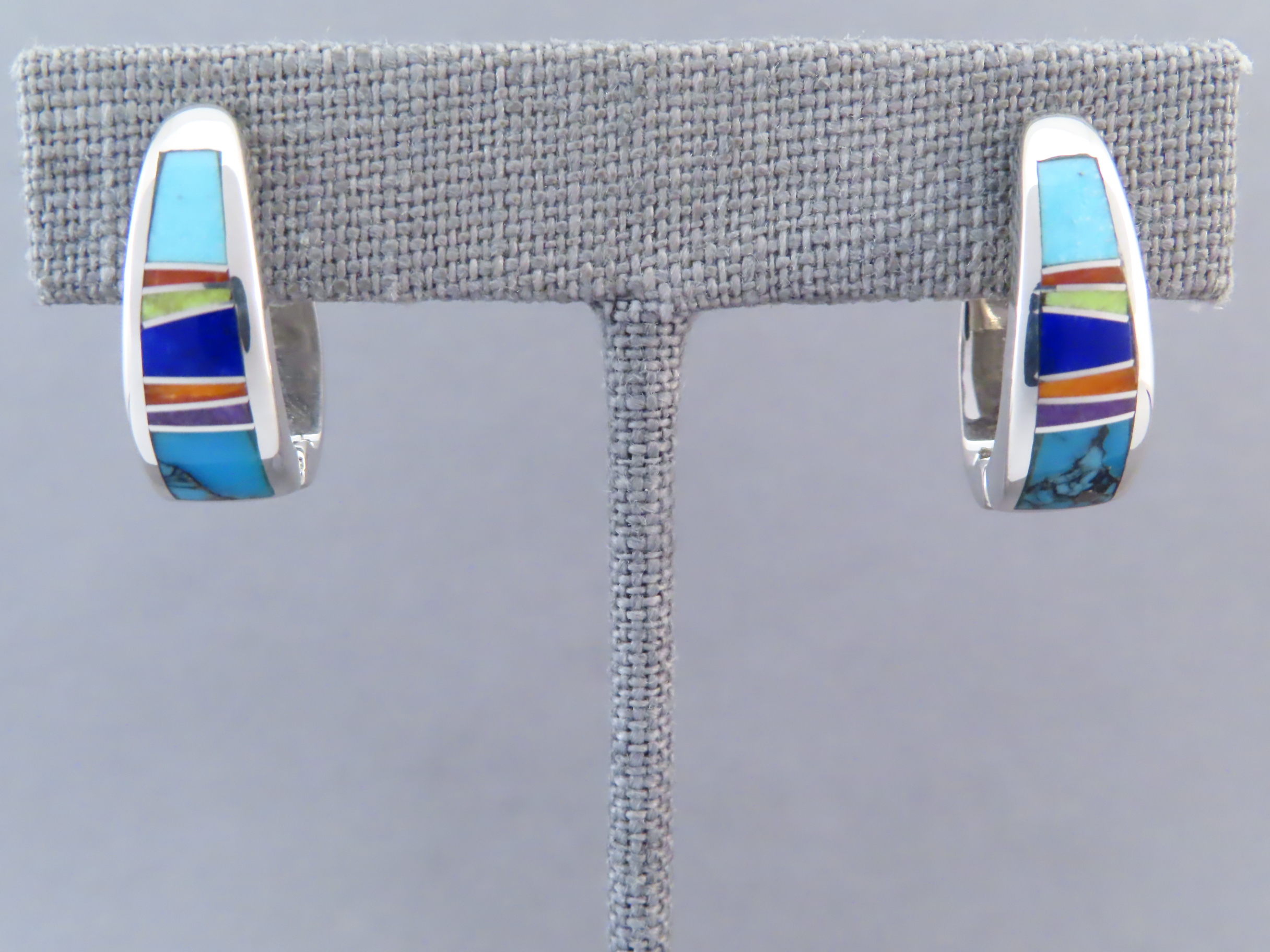 Inlaid Multi-Color Earrings (Huggies)