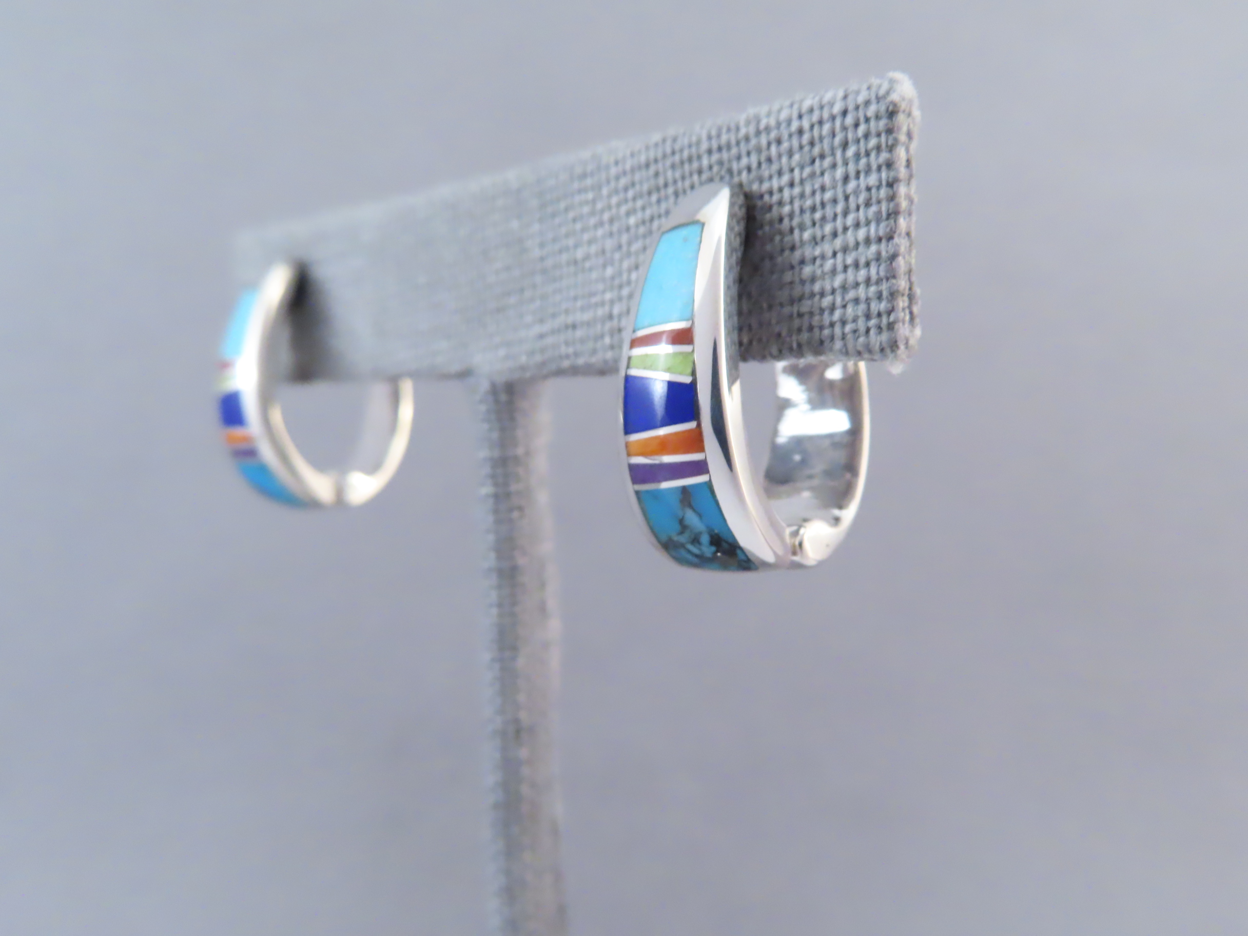 Inlaid Multi-Color Earrings (Huggies)