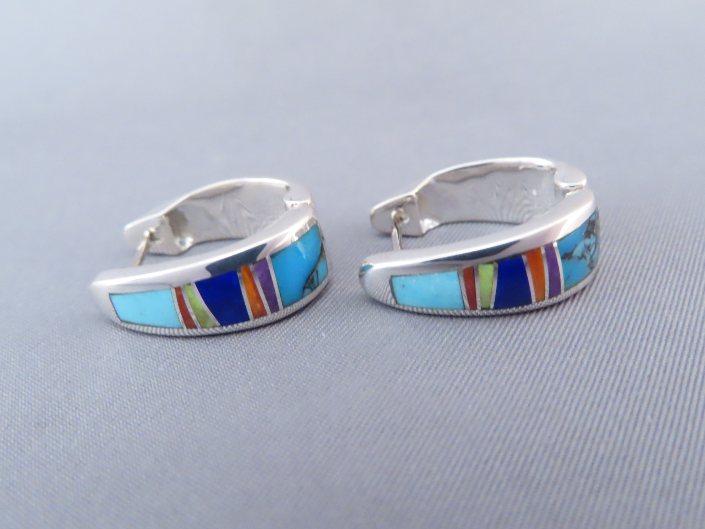 Inlaid Multi-Color Earrings (Huggies)