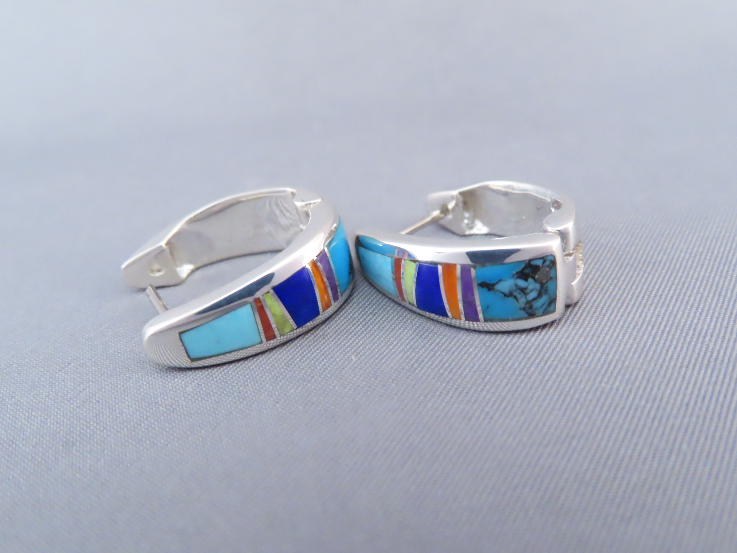 Inlaid Multi-Color Earrings (Huggies)