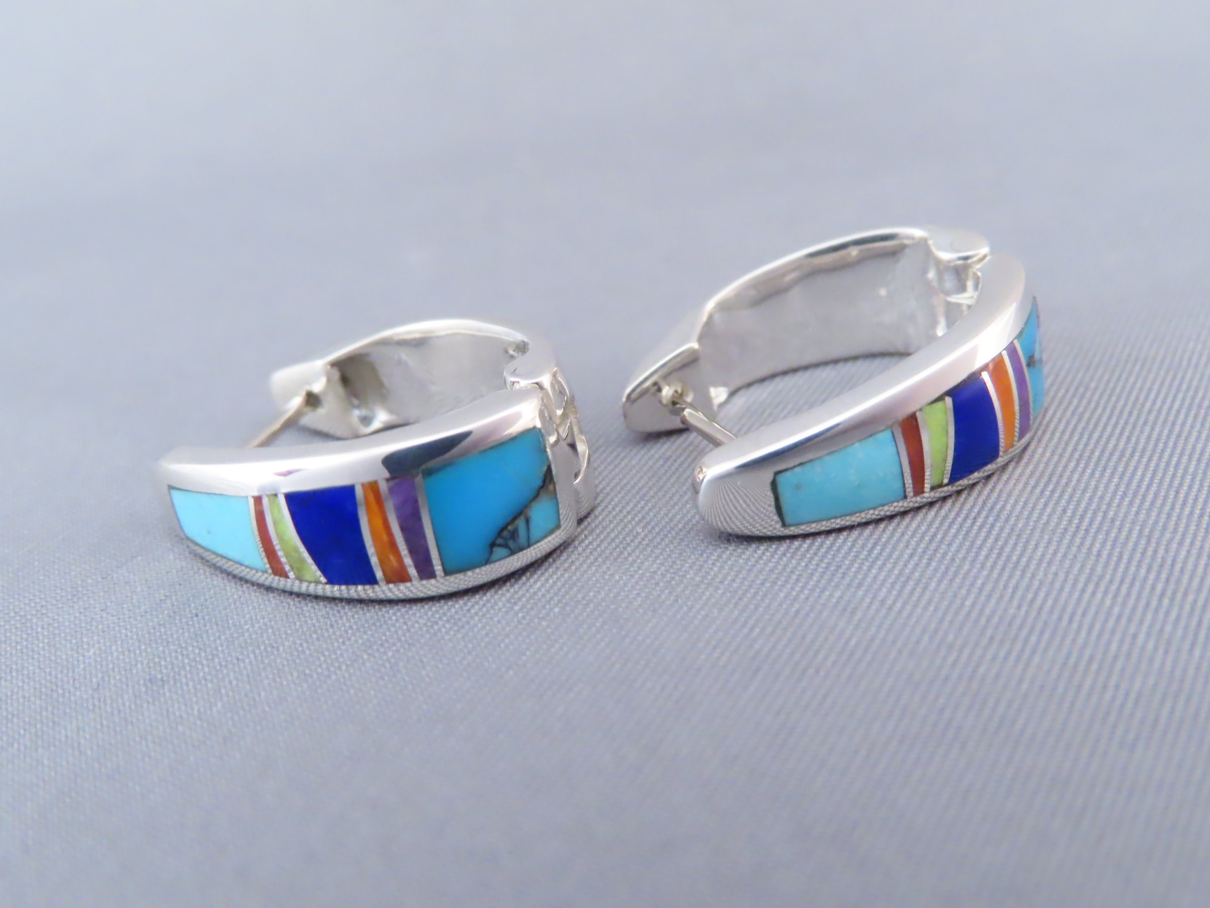 Inlaid Multi-Color Earrings (Huggies)