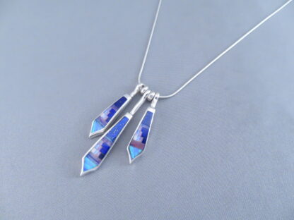 Detailed Multi-Stone Inlay Pendant Necklace