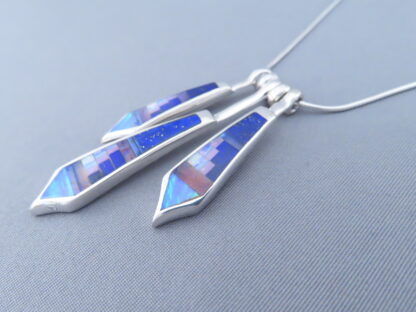 Detailed Multi-Stone Inlay Pendant Necklace