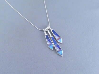 Detailed Multi-Stone Inlay Pendant Necklace