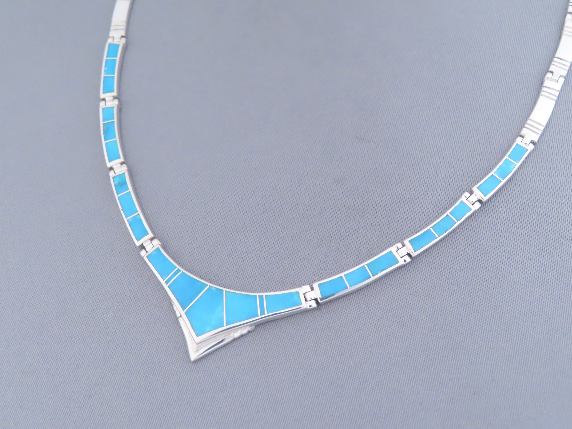 Sterling Silver & Turquoise Inlay Necklace