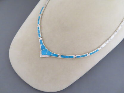 Sterling Silver & Turquoise Inlay Necklace