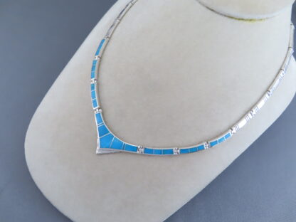 Sterling Silver & Turquoise Inlay Necklace