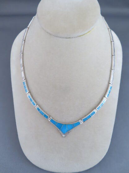 Sterling Silver & Turquoise Inlay Necklace