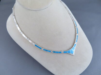 Sterling Silver & Turquoise Inlay Necklace