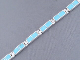 Turquoise Inlay Link Bracelet (more dainty)