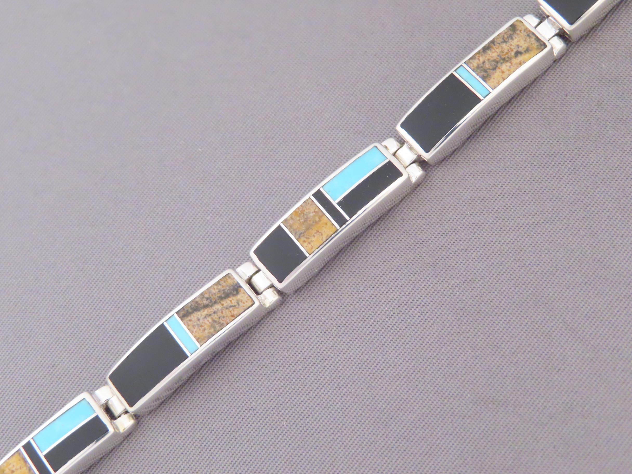 Multi-Stone Inlay Link Bracelet featuring Turquoise