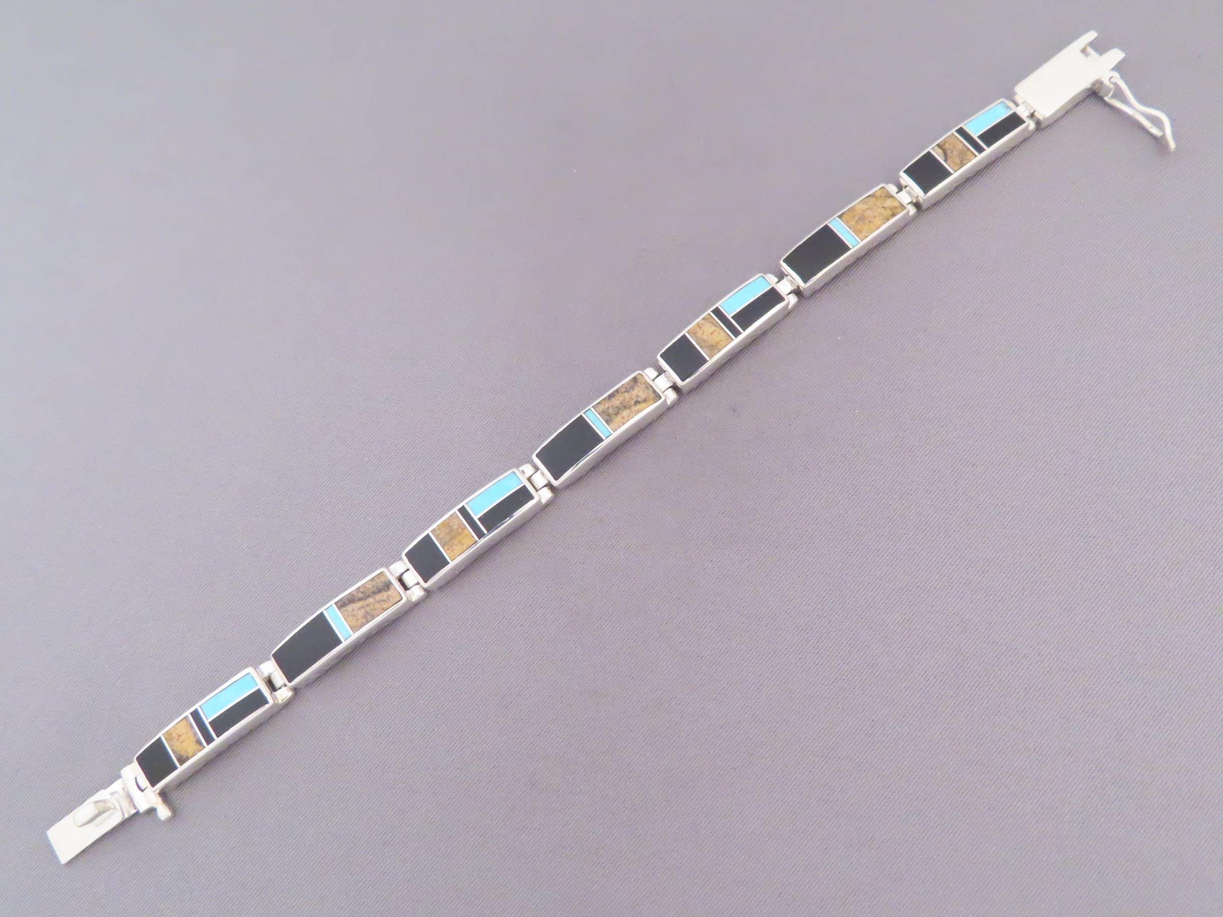 Multi-Stone Inlay Link Bracelet featuring Turquoise