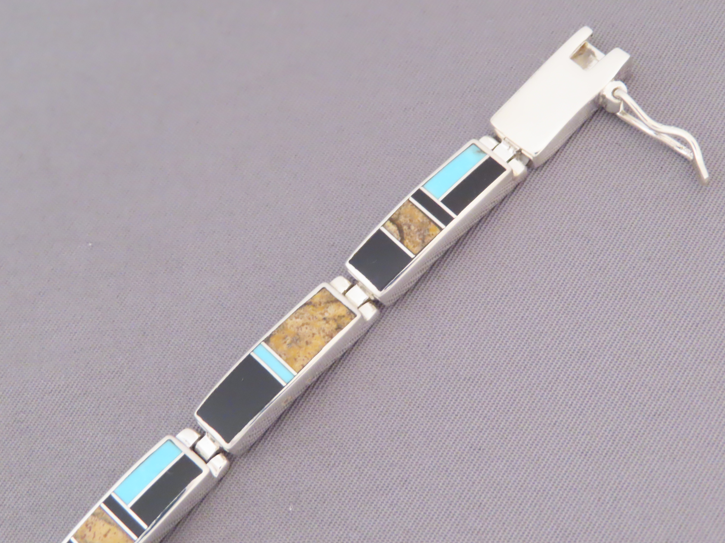 Multi-Stone Inlay Link Bracelet featuring Turquoise