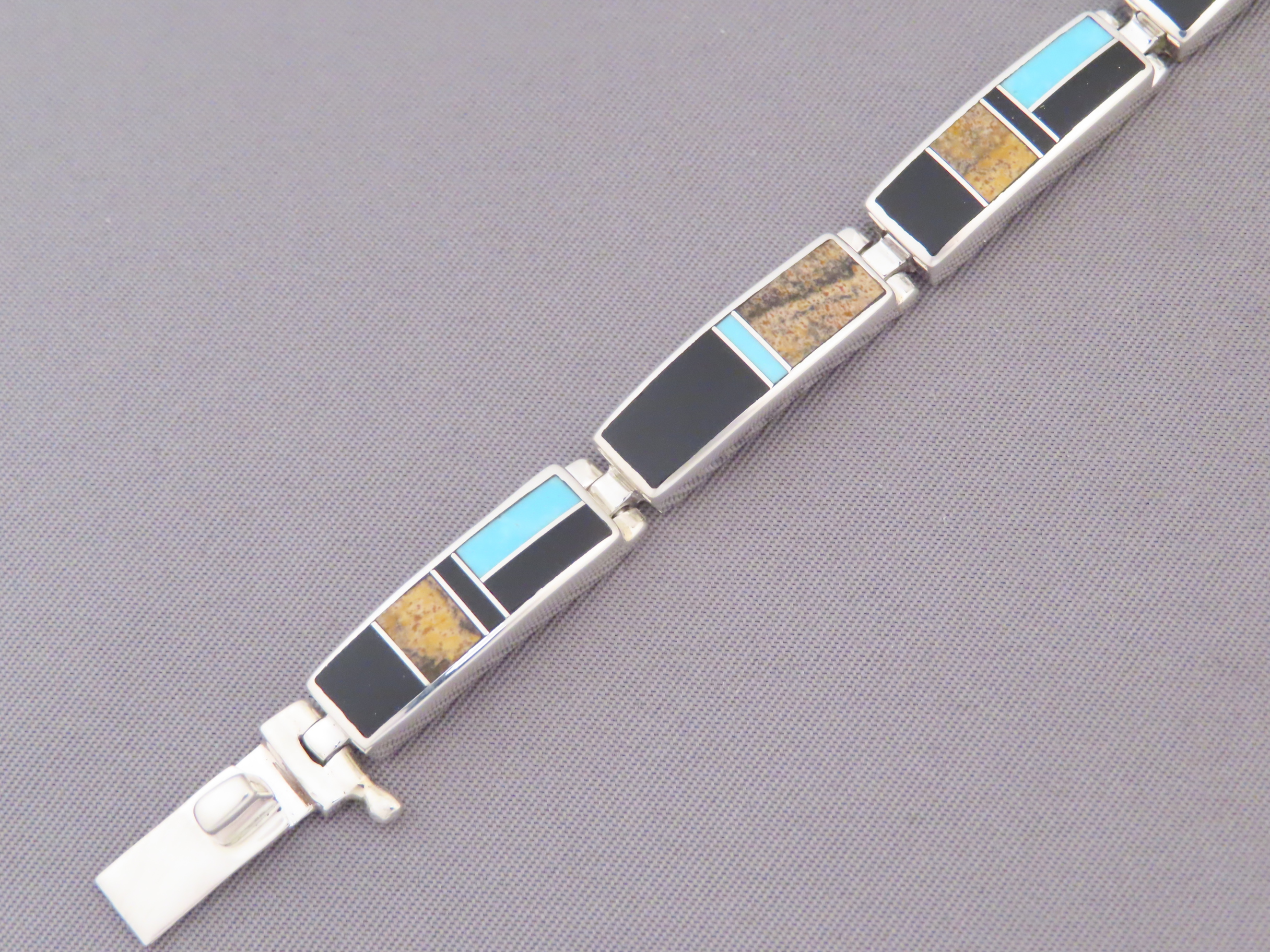 Multi-Stone Inlay Link Bracelet featuring Turquoise