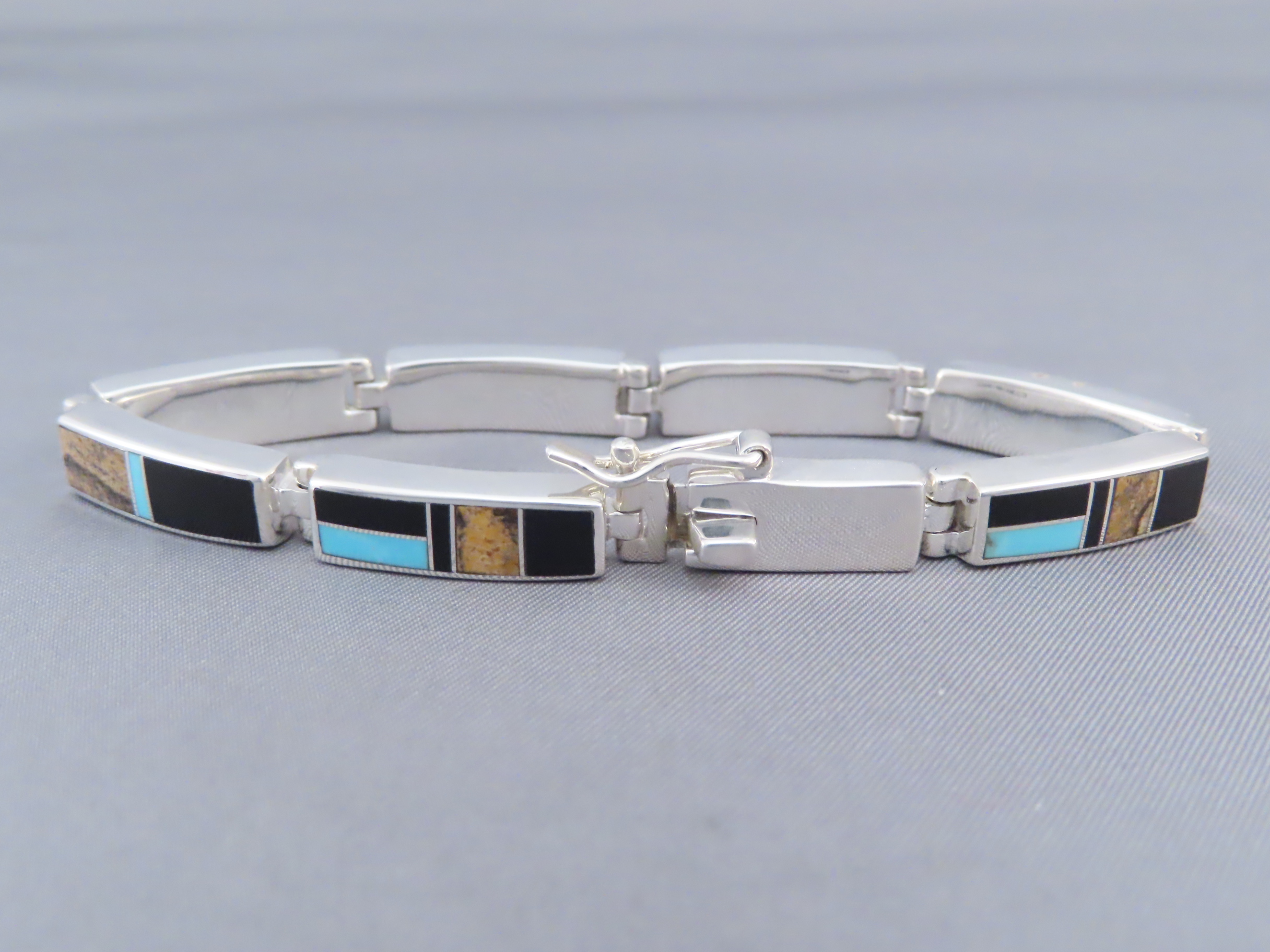 Multi-Stone Inlay Link Bracelet featuring Turquoise