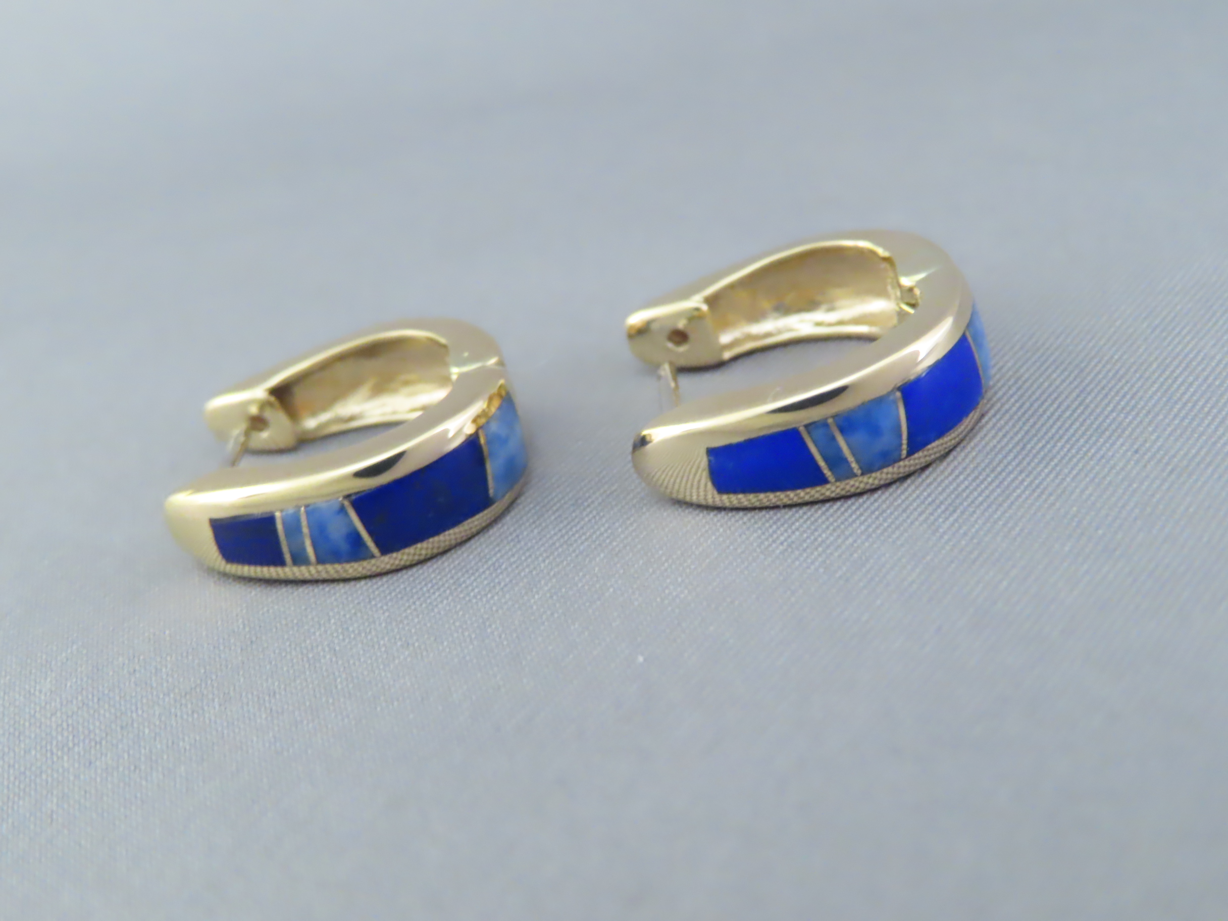 Lapis & 14kt Gold Earrings – Lapis Inlay