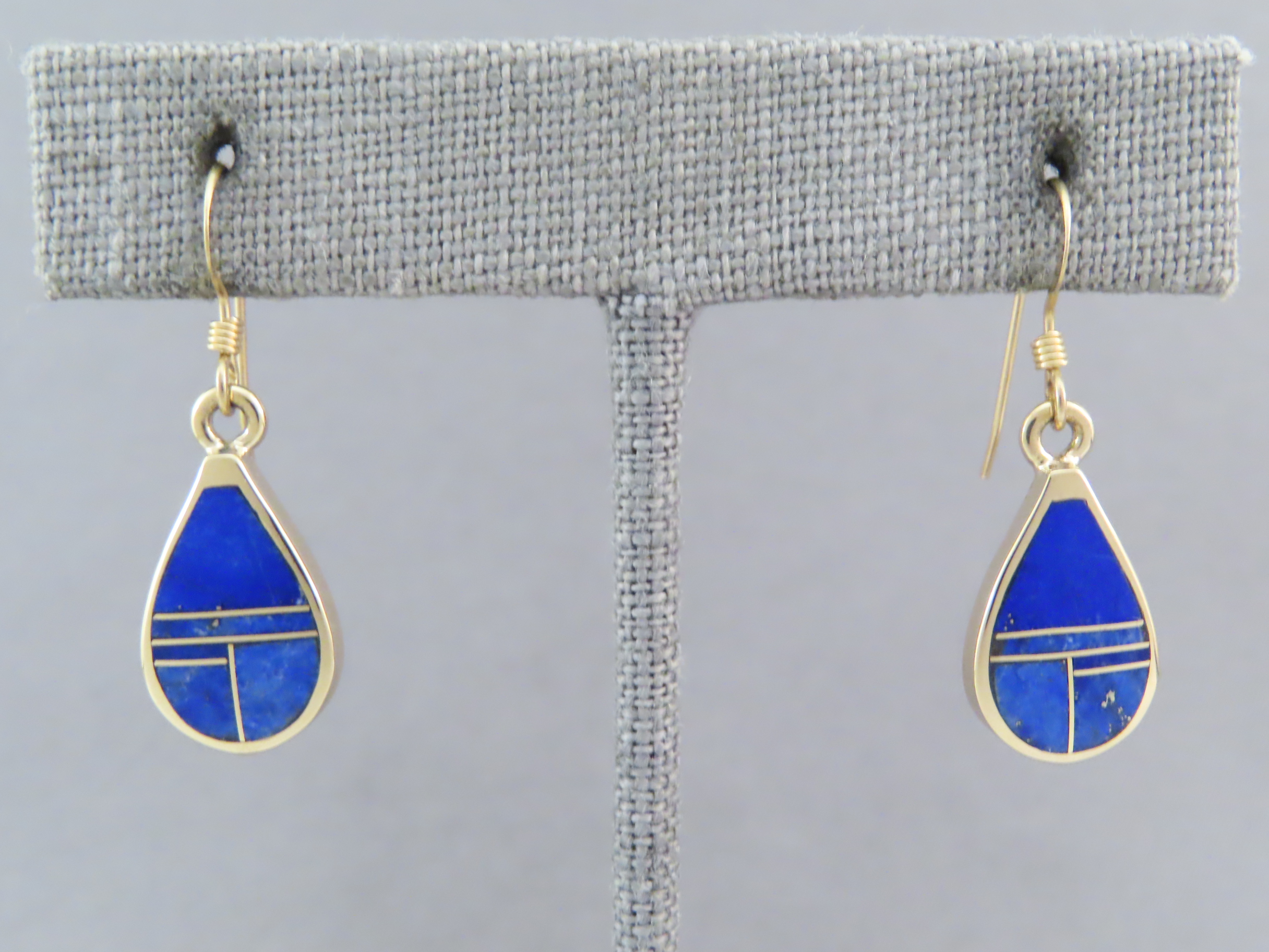 Gold & Lapis Inlay Earrings – Teardrops