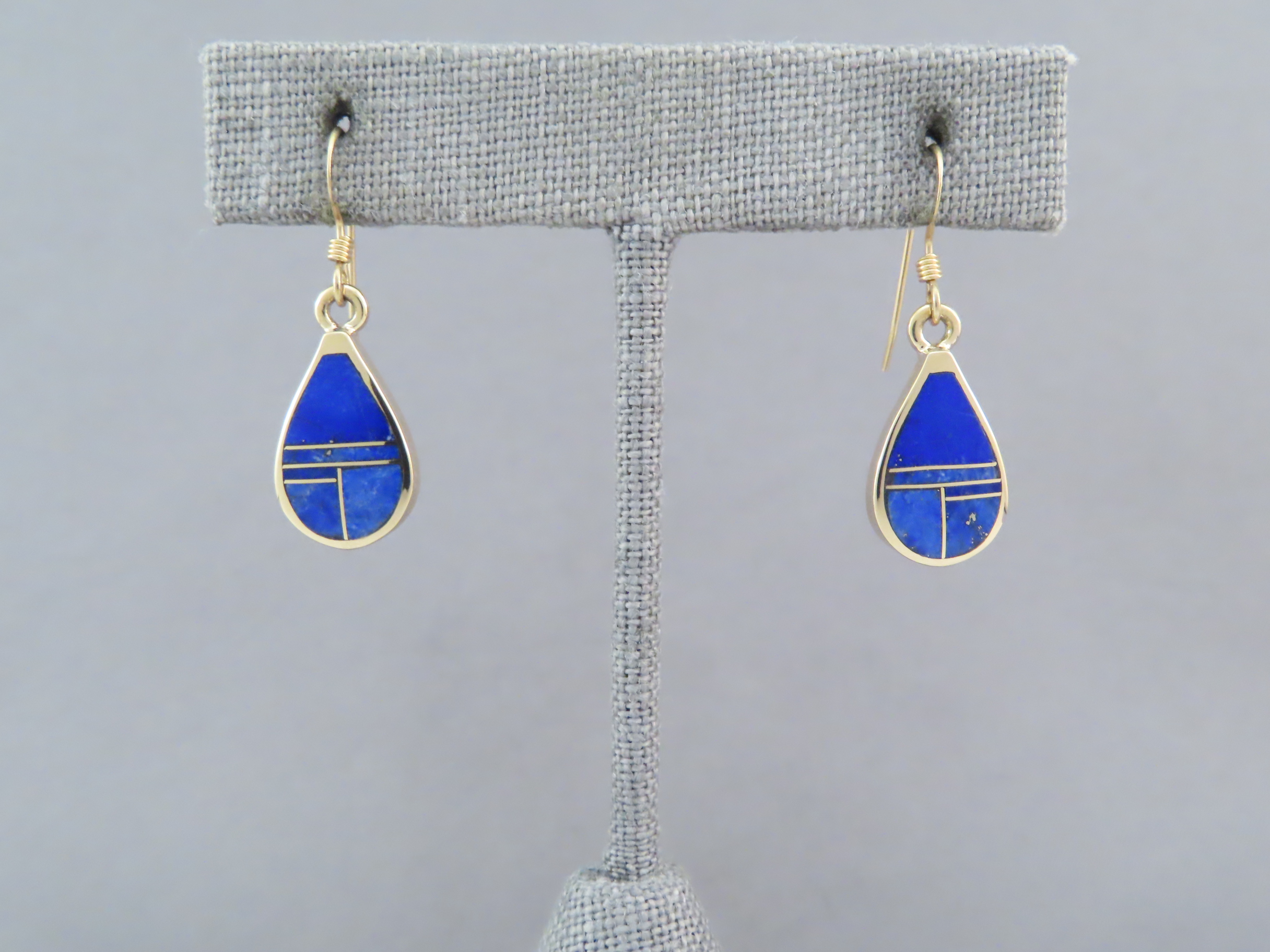 Gold & Lapis Inlay Earrings – Teardrops