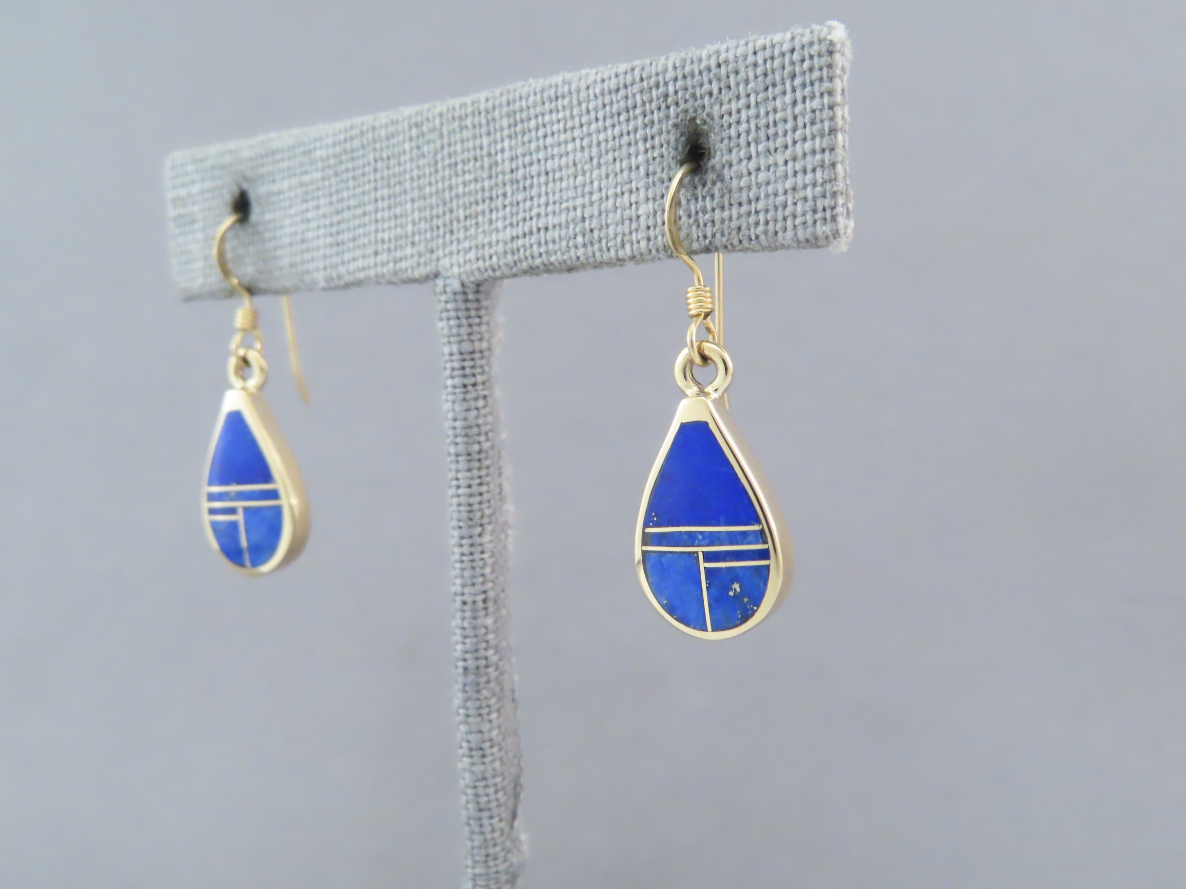 Gold & Lapis Inlay Earrings – Teardrops